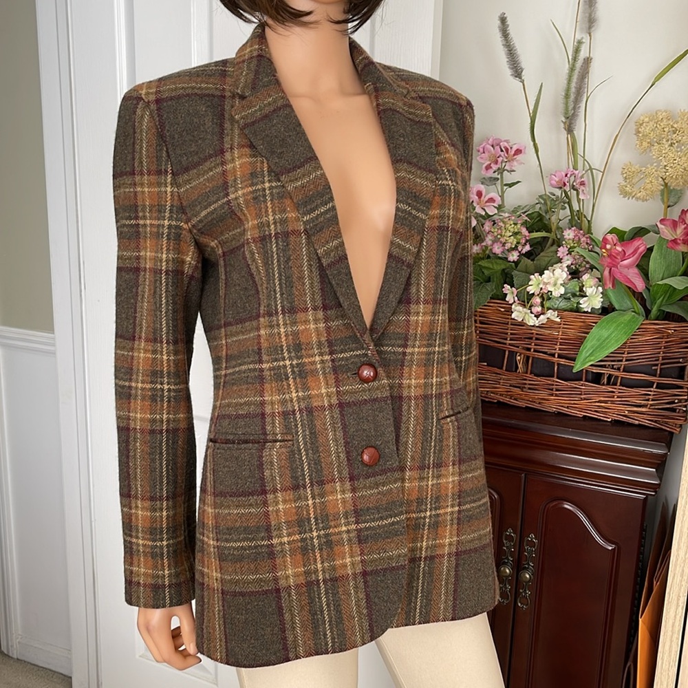 Lauren Ralph Lauren Heritage Plaid Wool Blazer Tailored Equestrian Jacket - Picture 3 of 14